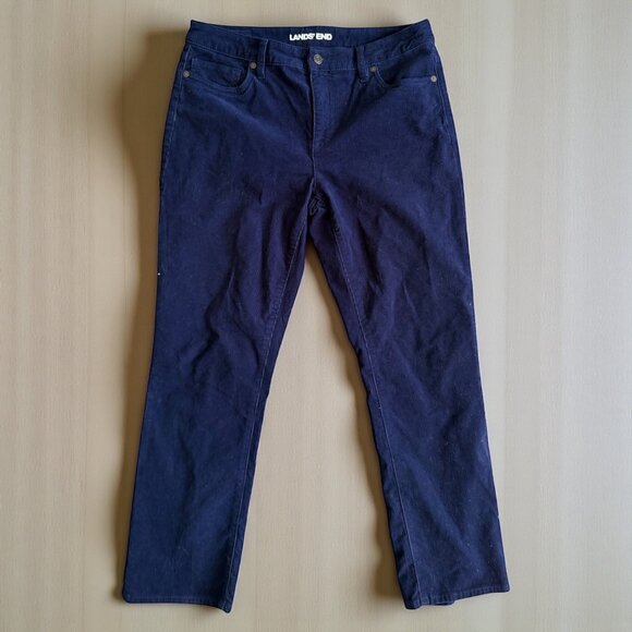 LANDS END Navy Blue Corduroy Straight Leg Pants Size 12 P - Picture 1 of 7